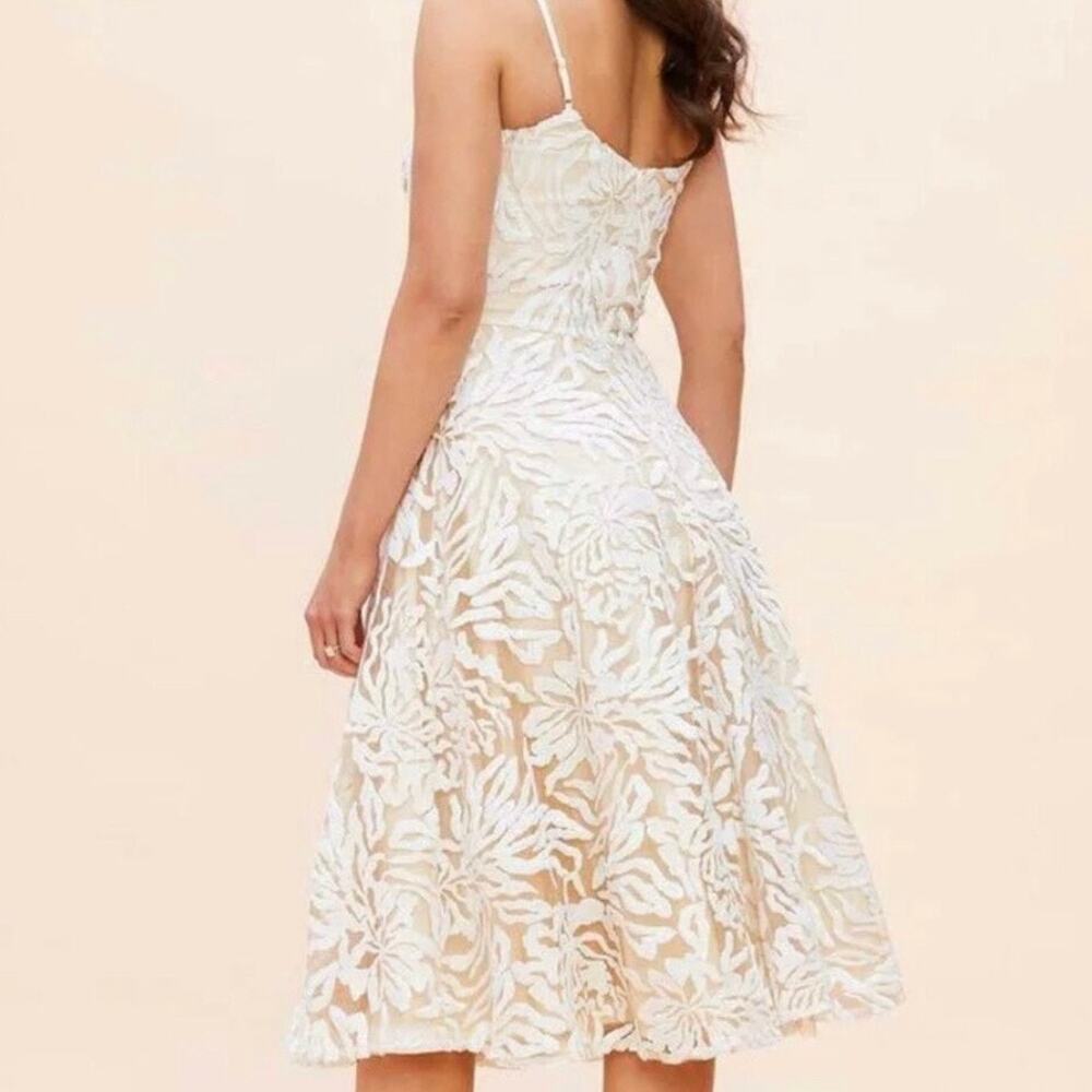 DRESS THE POPULATION | Layla Sweetheart Fit & Flare Midi Dress White Ivory | XL - Picture 3 of 14